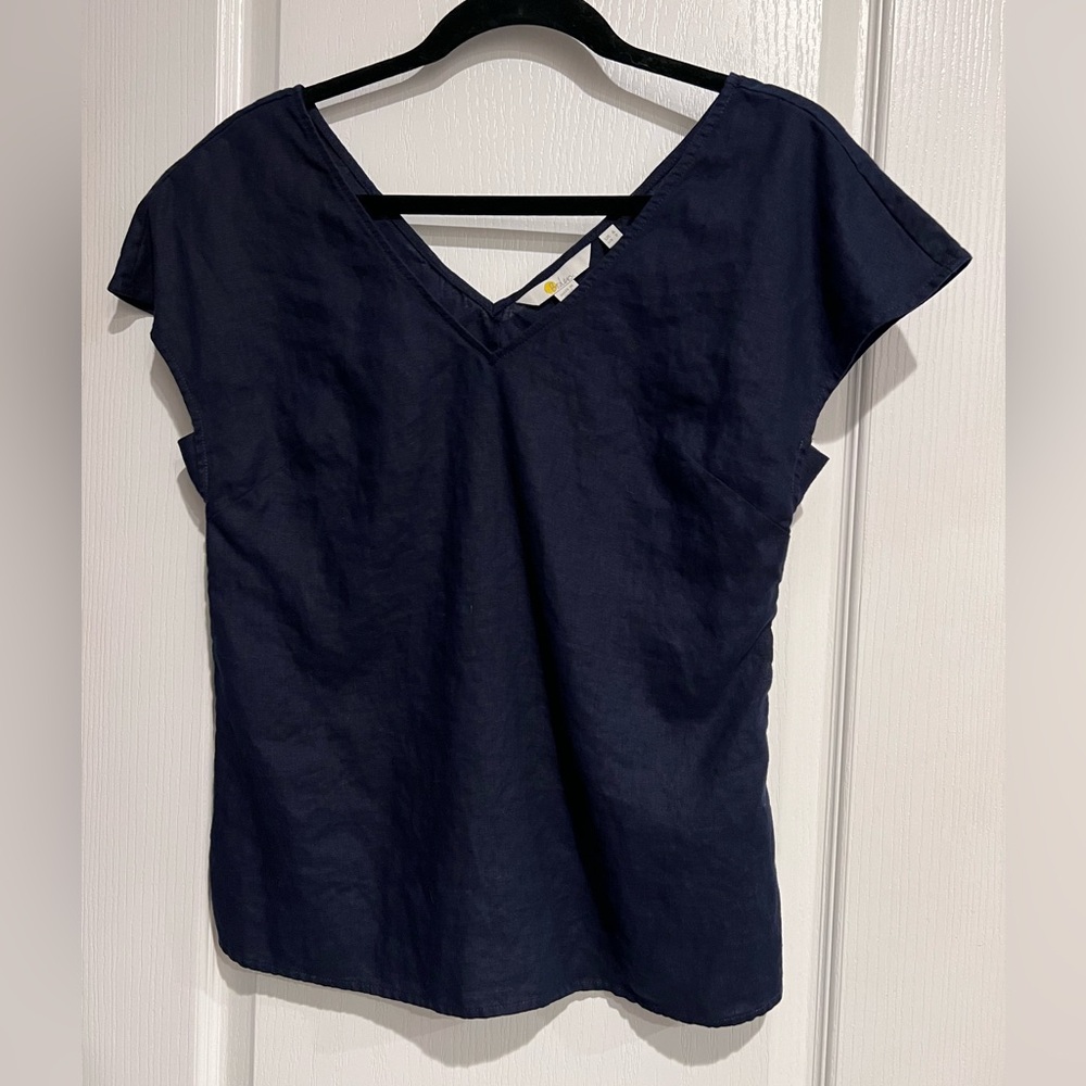 Boden Blue Asymmetrical Cap Sleeve Blouse